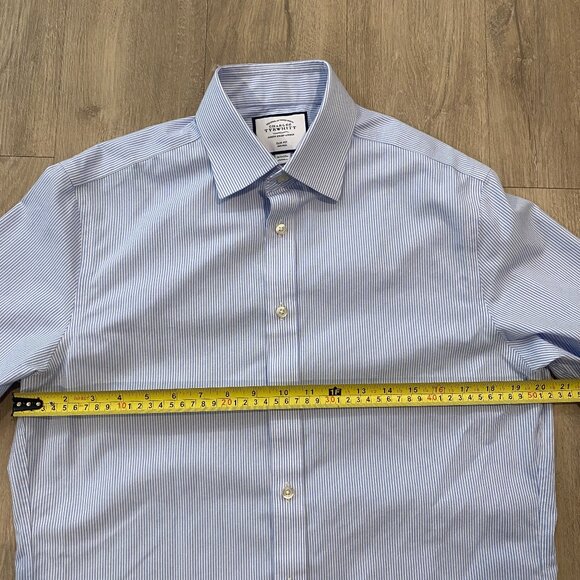 Charles Tyrwhitt Non-Iron Stretch Poplin Bengal Stripe Shirt (15.5/33 inches) - Picture 8 of 8
